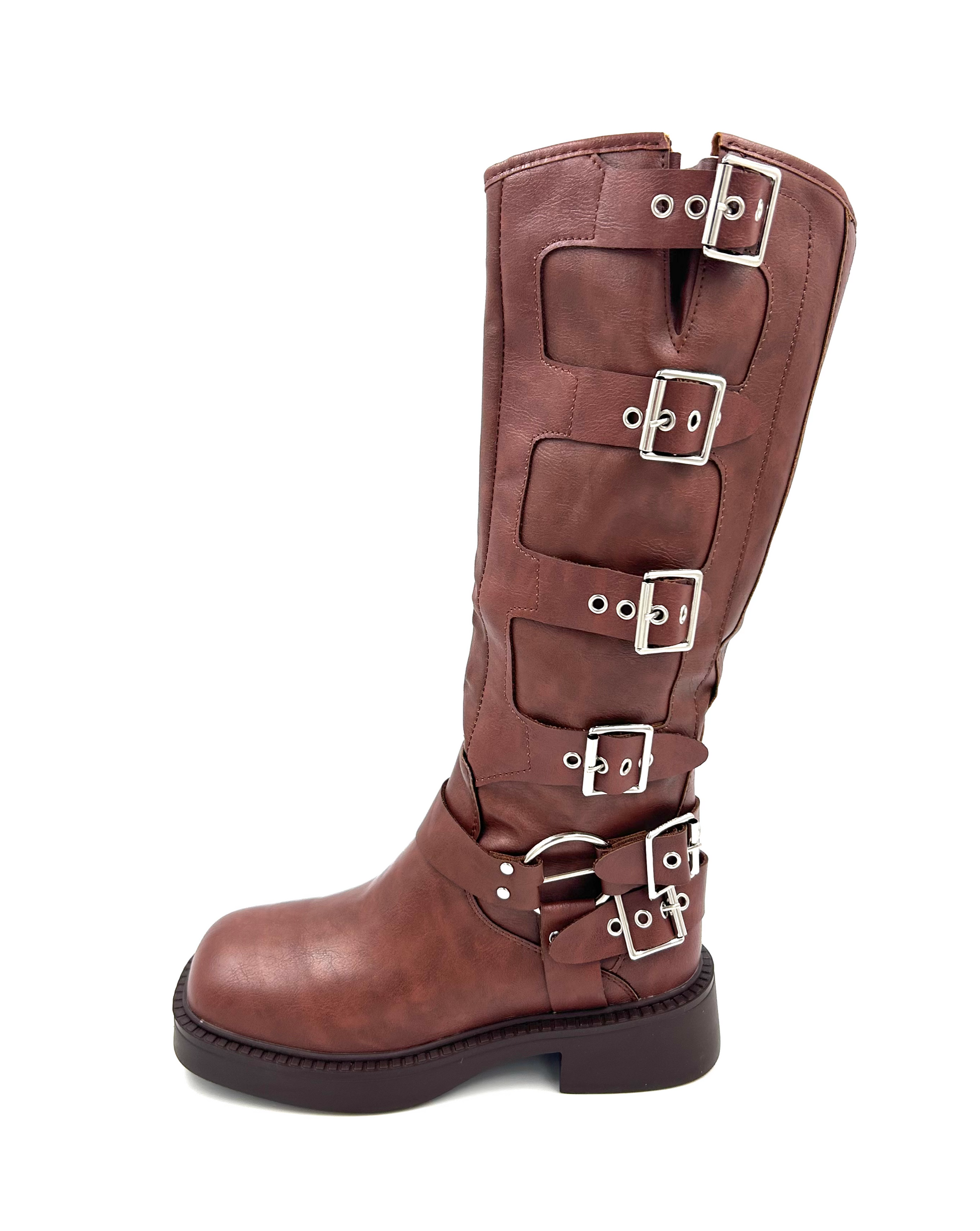 bikerboots tendencia ecocuero cuero vegano botas invierno calentitas  botas con hebillas