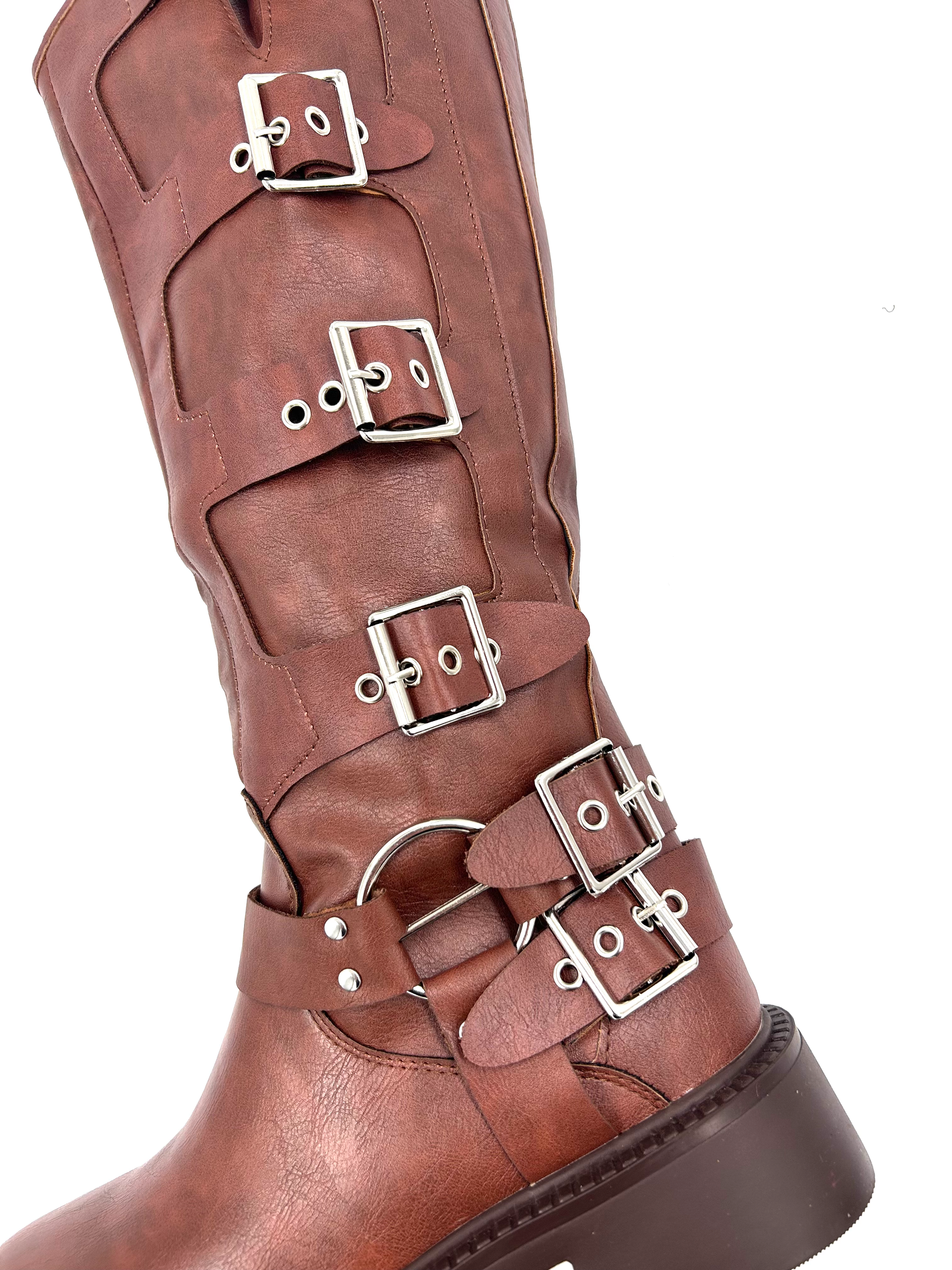 bikerboots tendencia ecocuero cuero vegano botas invierno calentitas botas con hebillas